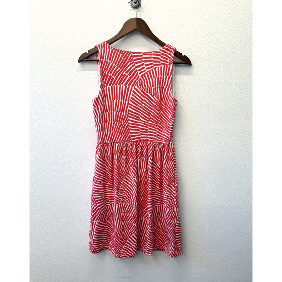 Boden Wrap Dress Women's Size 6 Red Stripe Knit Stretch Sleeveless Pockets - Picture 3 of 8